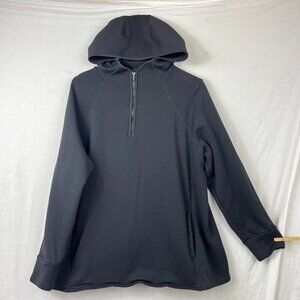 Athleta Fleece Lined 1/4 Zip Hooded Pullover Jacket Womens 2X Kangaroo Plus Cozy